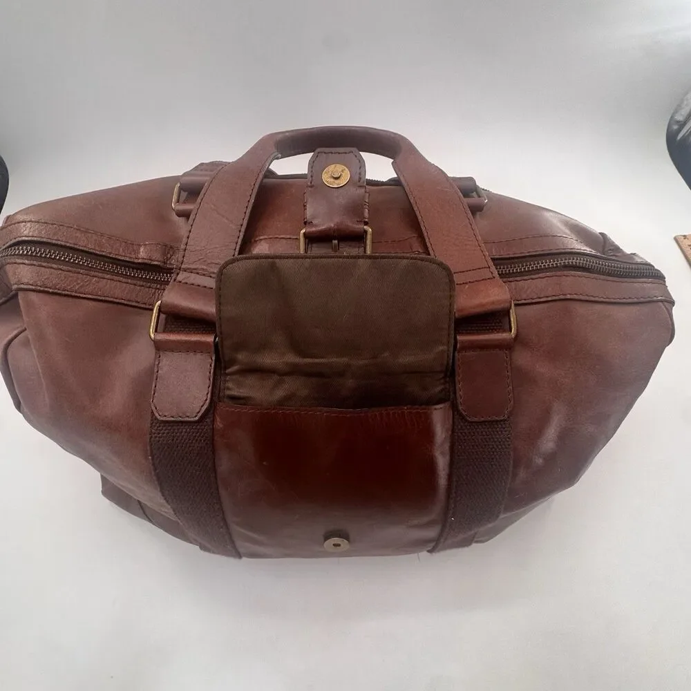 Wilsons Leather Vintage Brown Duffle Travel Bag Suitcase Carry On Overnight 1980